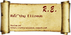 Réthy Elizeus névjegykártya